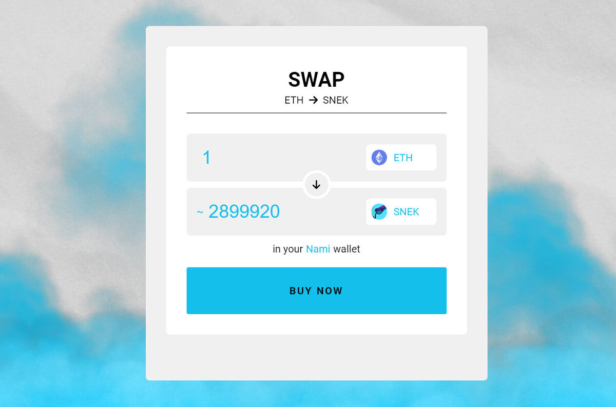 ETH to SNEK swap app.