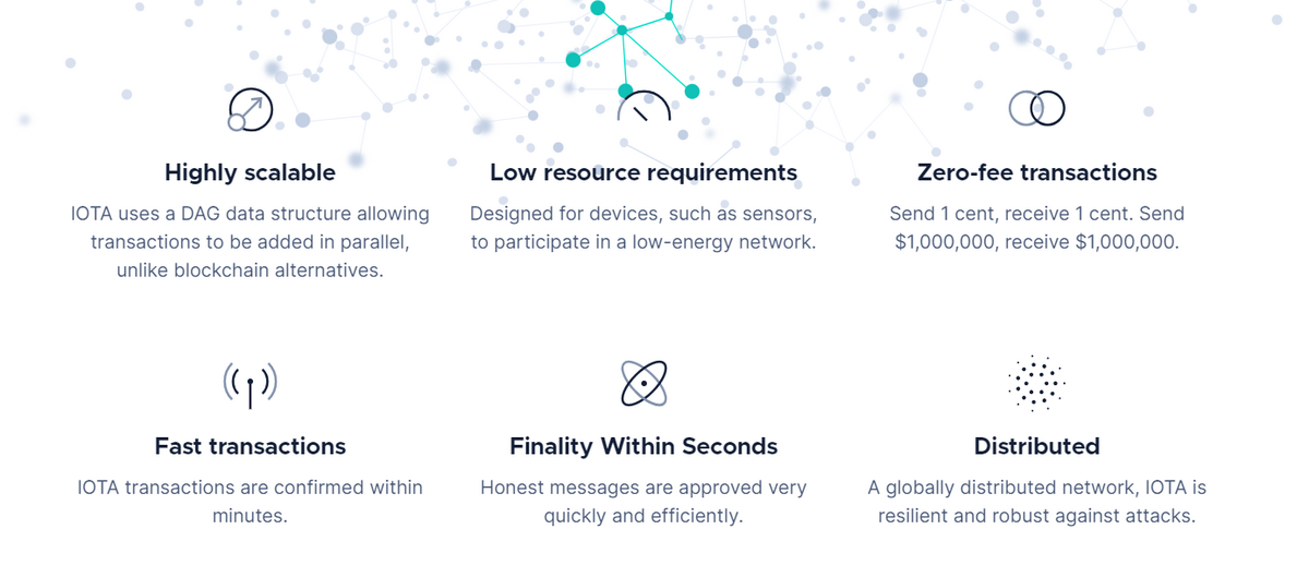 List of IOTA crypto benefits.