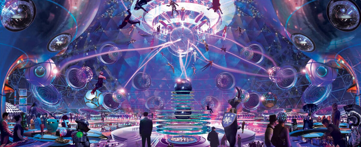 A virtual space portraying Metaverse.