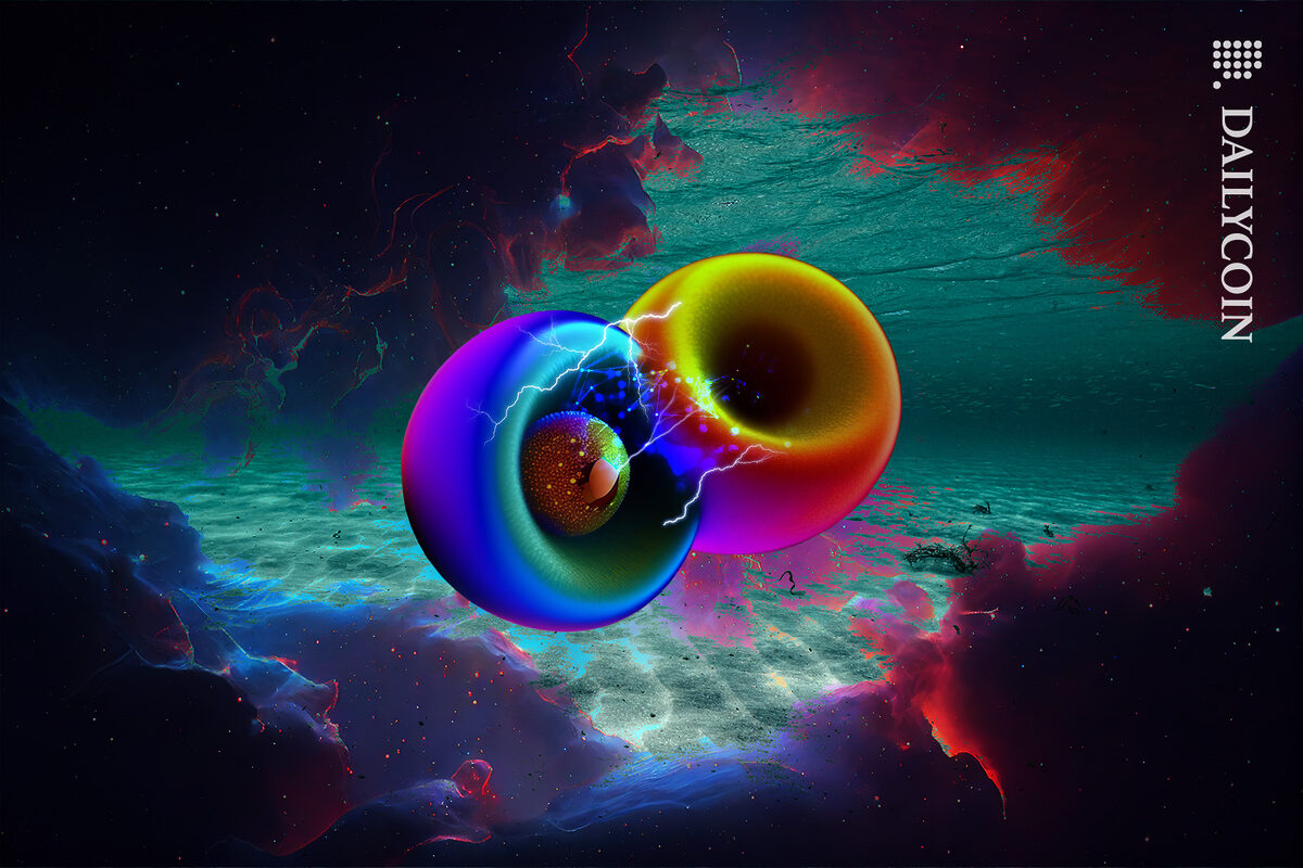 Pi Coin & Stellar (XLM) cells dividing in a weird underwater space environment.