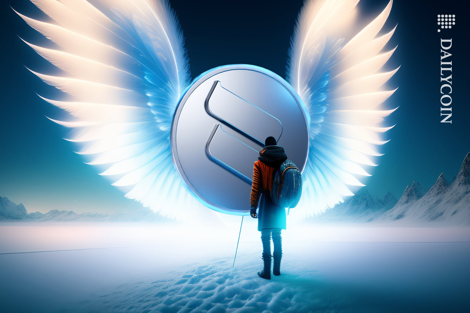 Man discovering a magic Spool token with wings.