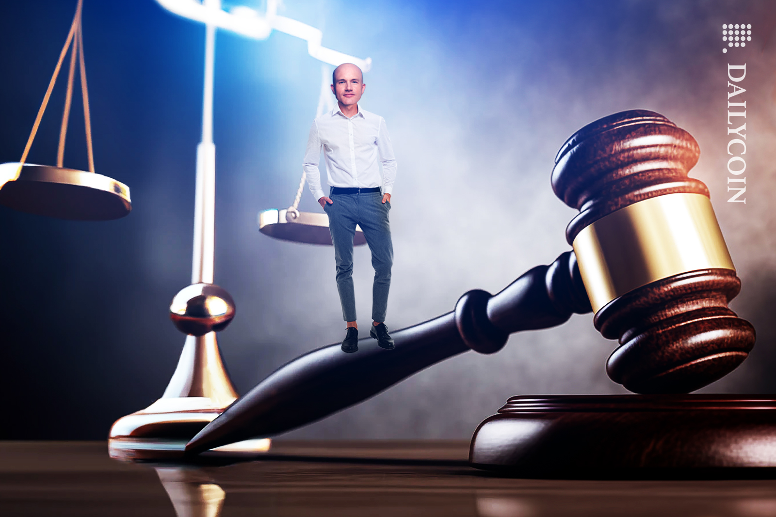 Brian Armstrong standing on the law hammer.