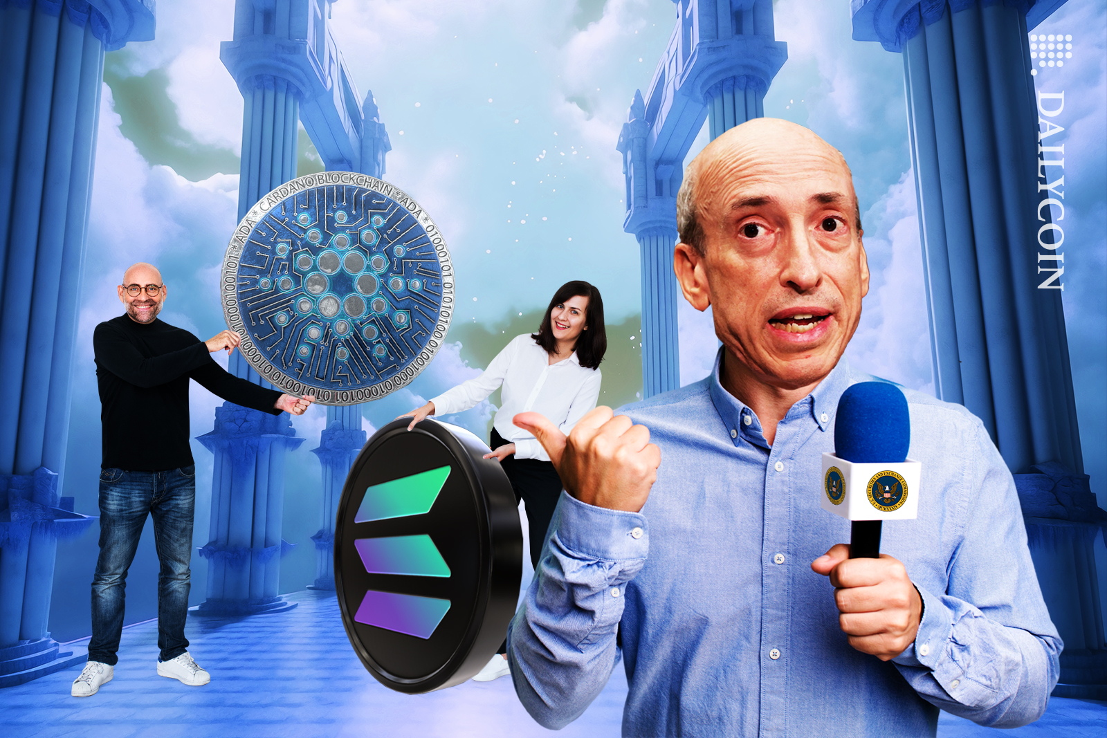 Gary Gensler putting on a show and tell of which coins he hates.