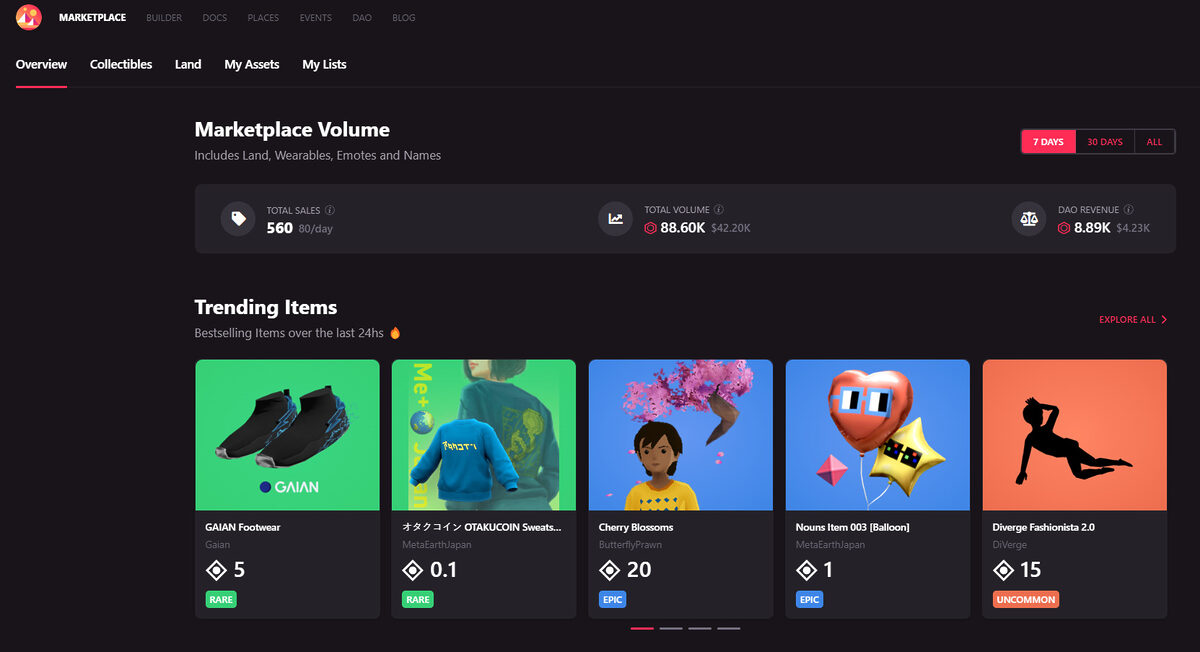 Decentraland Marketplace.