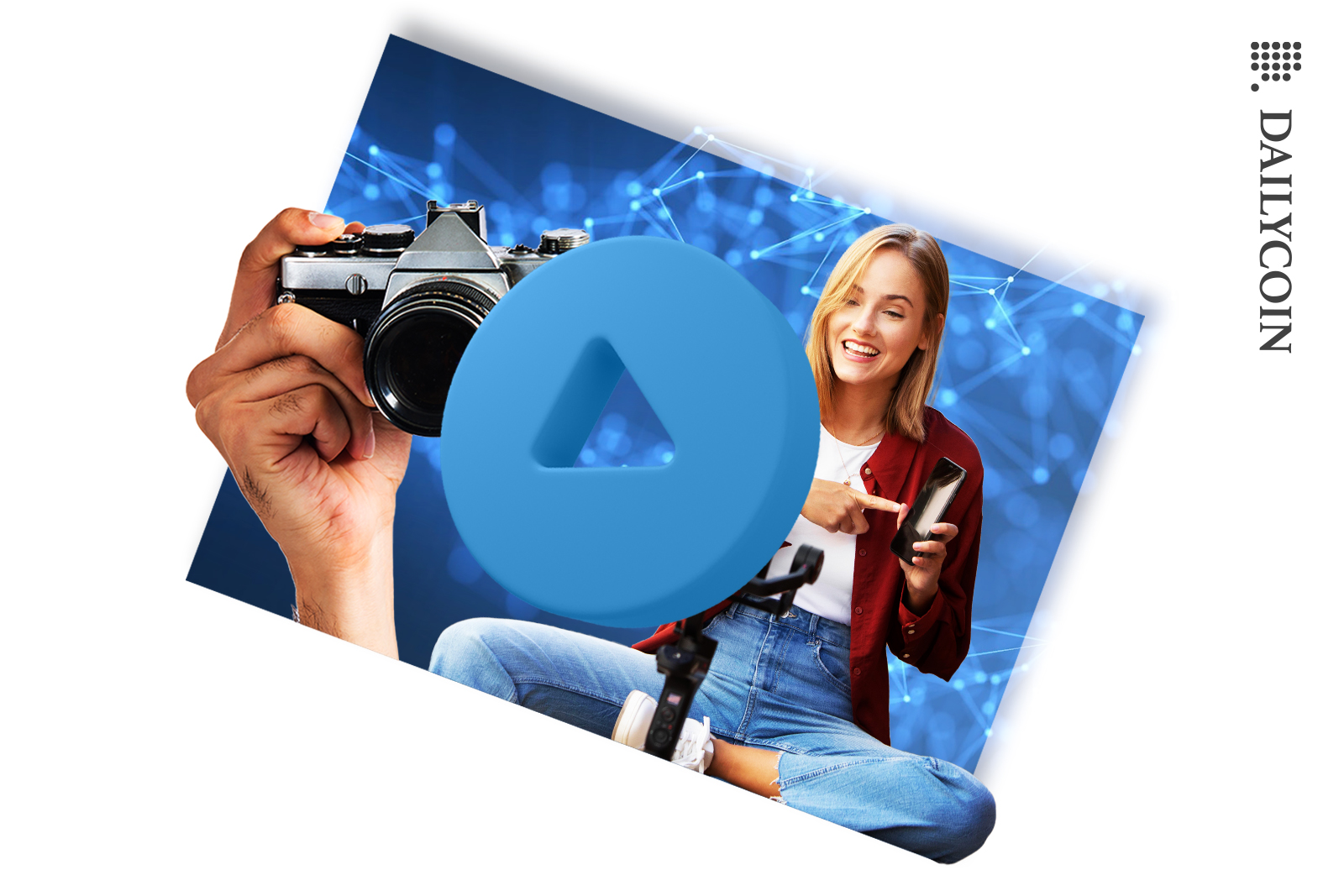 Lady vlogging in blockchain.
