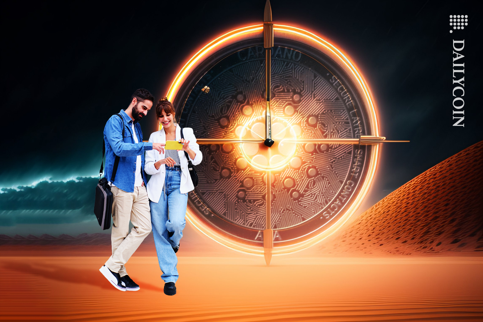 People seeing a Cardano compass navigating with their ADA journey.