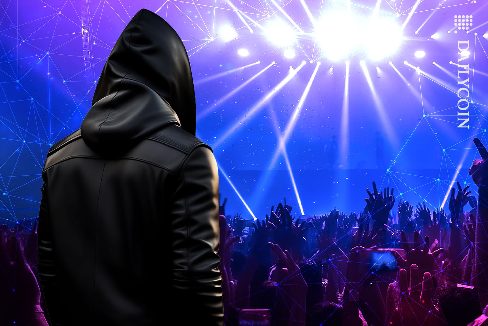 A hacker watching a party from a distance.