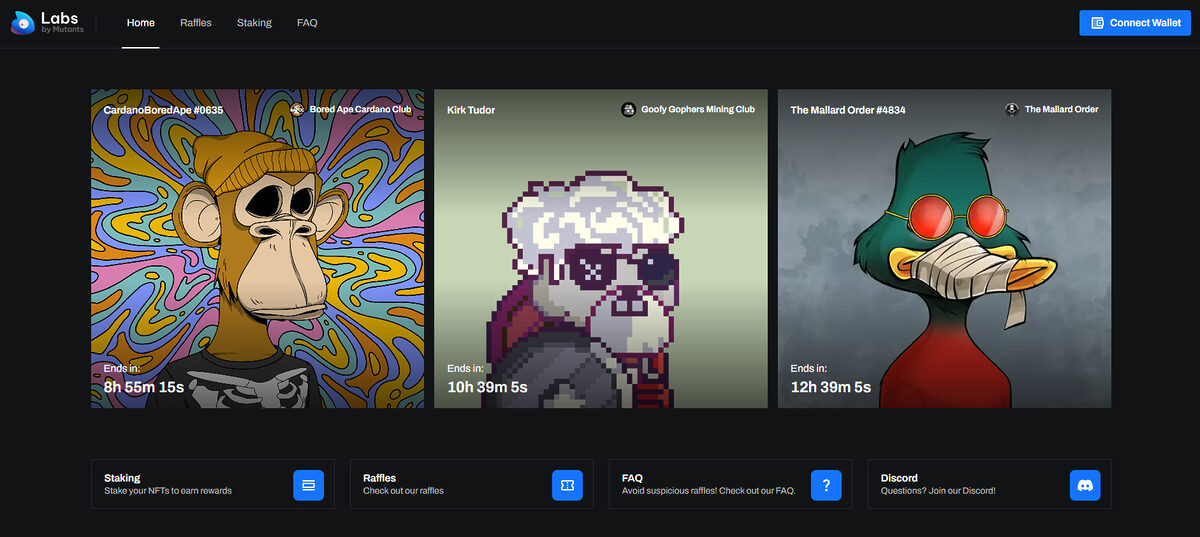 Mutant Labs website homepage.