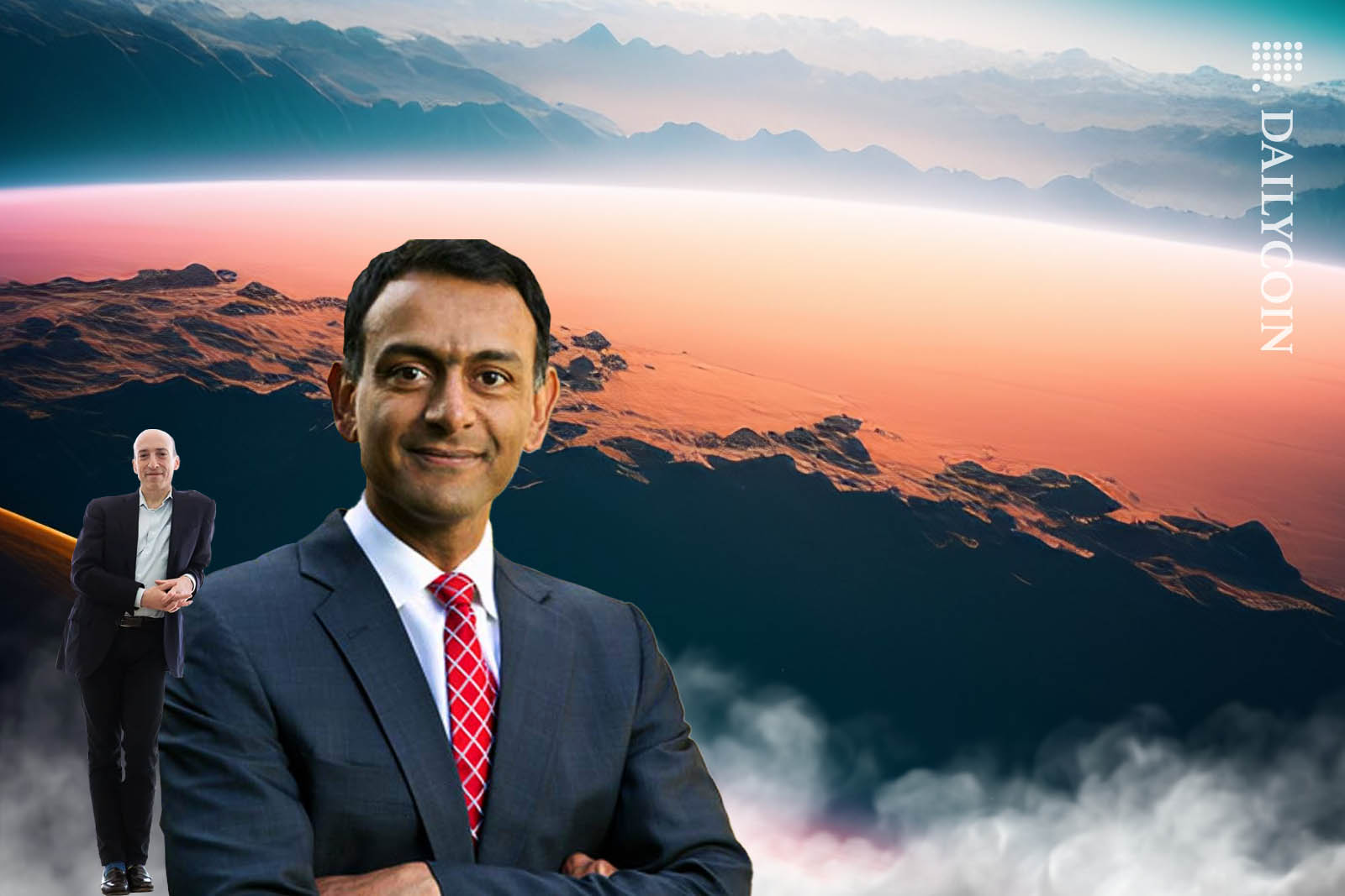 Gery Gensler leaning on the shoulder of Paul Grewal.