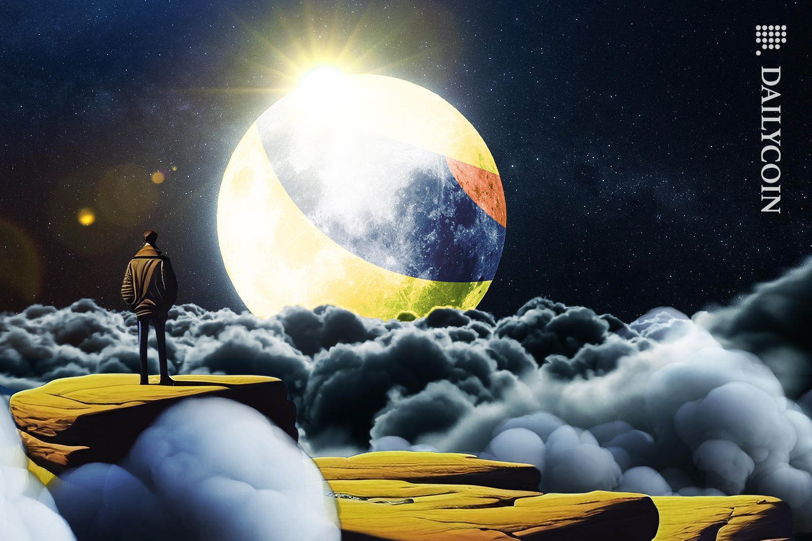 Terra Luna Classic moon up from the dark clouds.