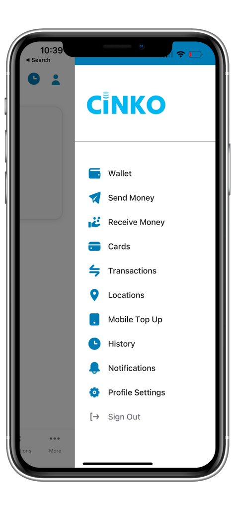 A phone displaying Cinko app.