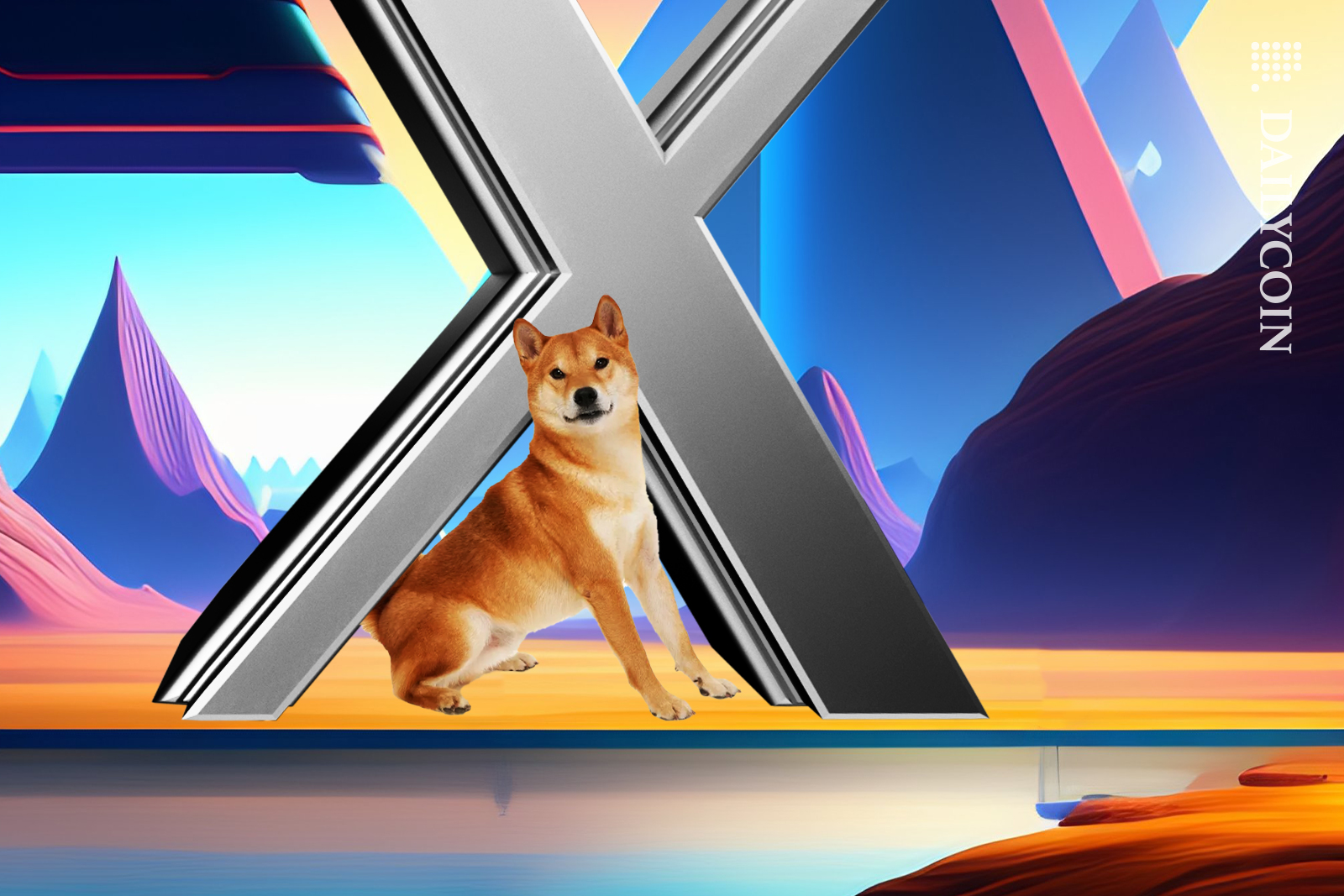 Shiba Inu inside new twitter logo ''X''.