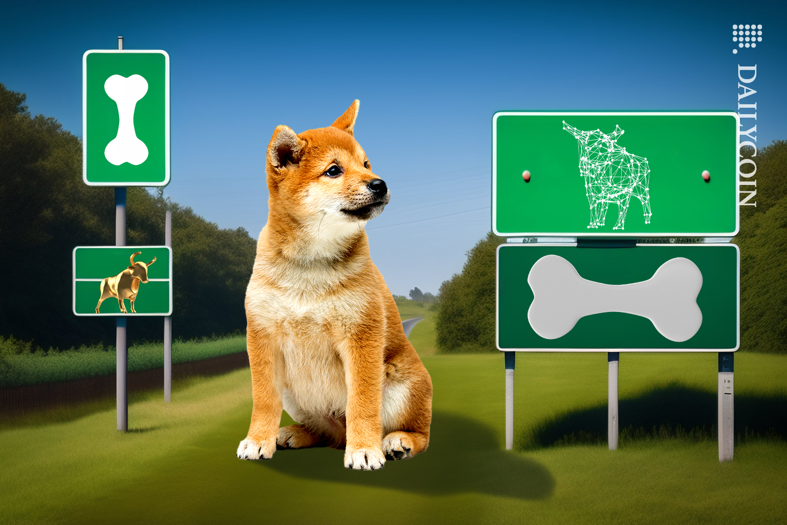Shiba inu full of signs of bears and bones.