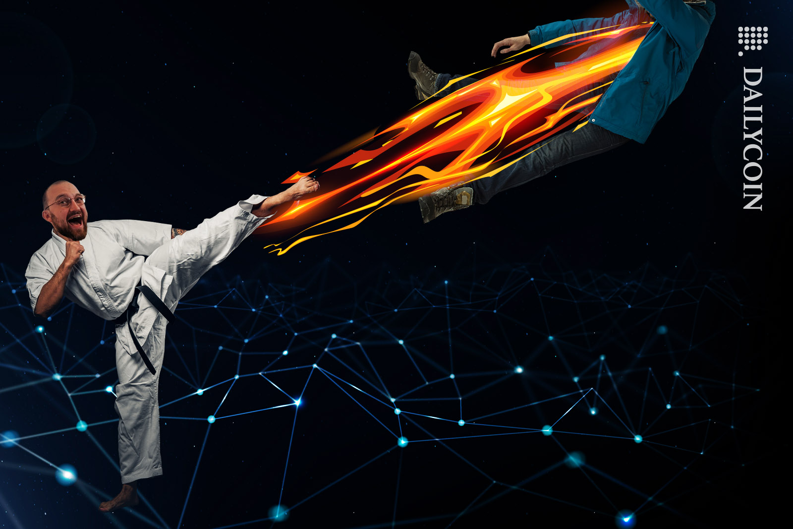 Cardano's Charles Hoskinson kicks a guy so hard he flies away.