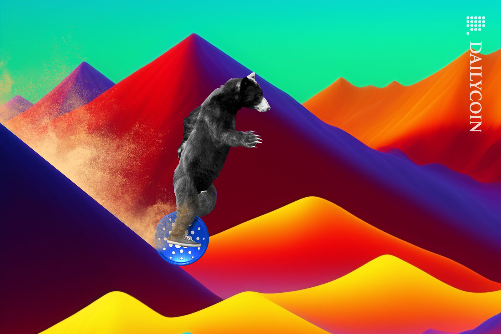 Cardano bear riding ADA coin.