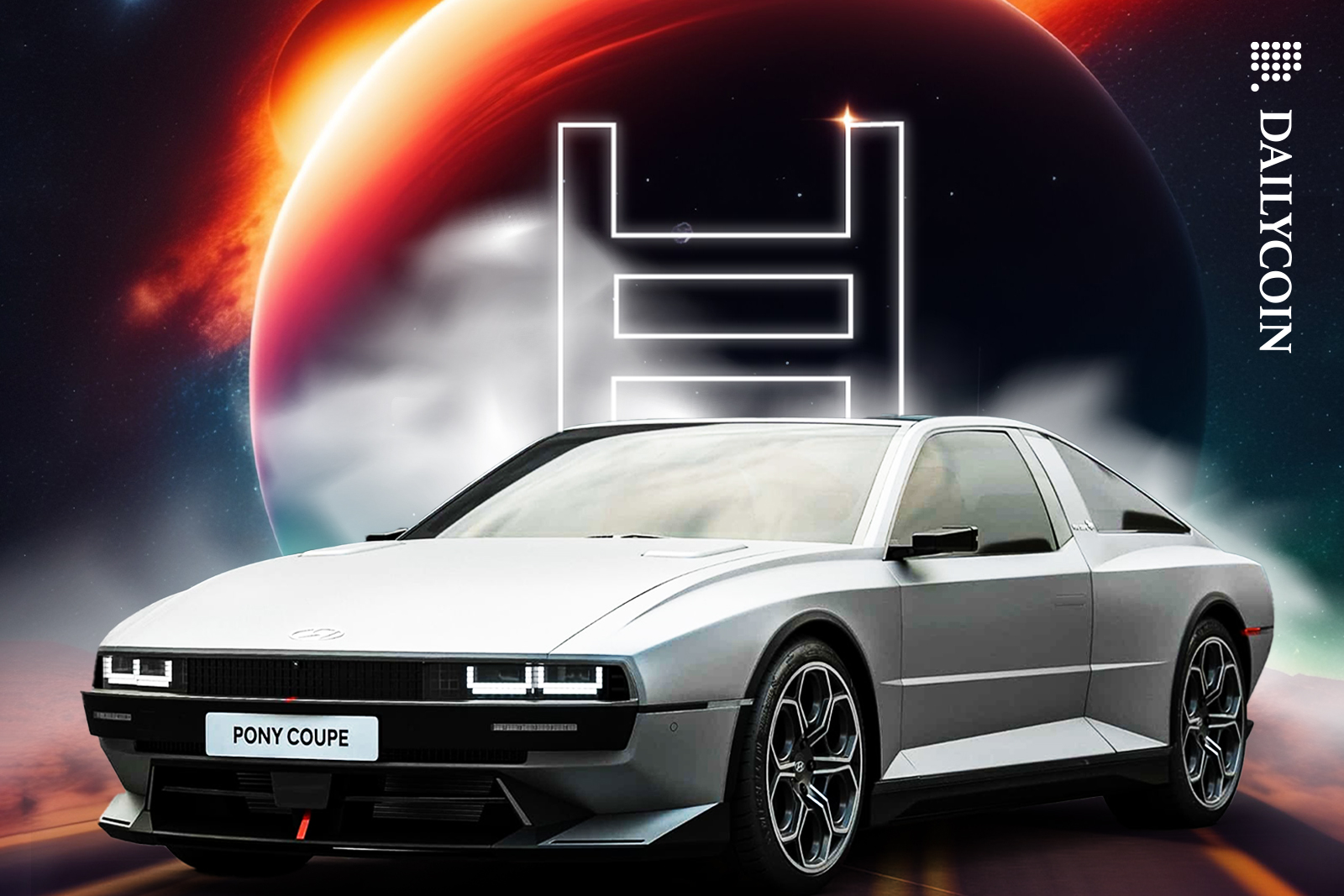 Hyundai PONY car with AI monitored CO2 emission looked after by Hedera Network.