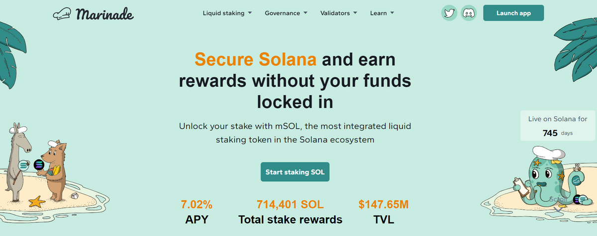 Marinade finance homepage.