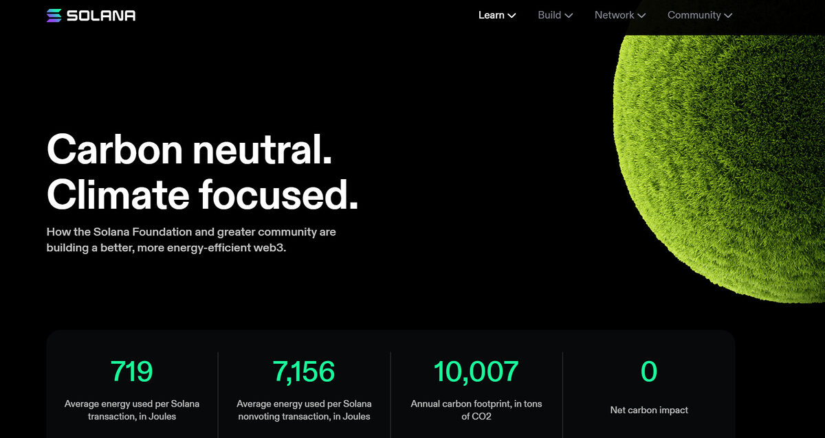 Solana environment home page.