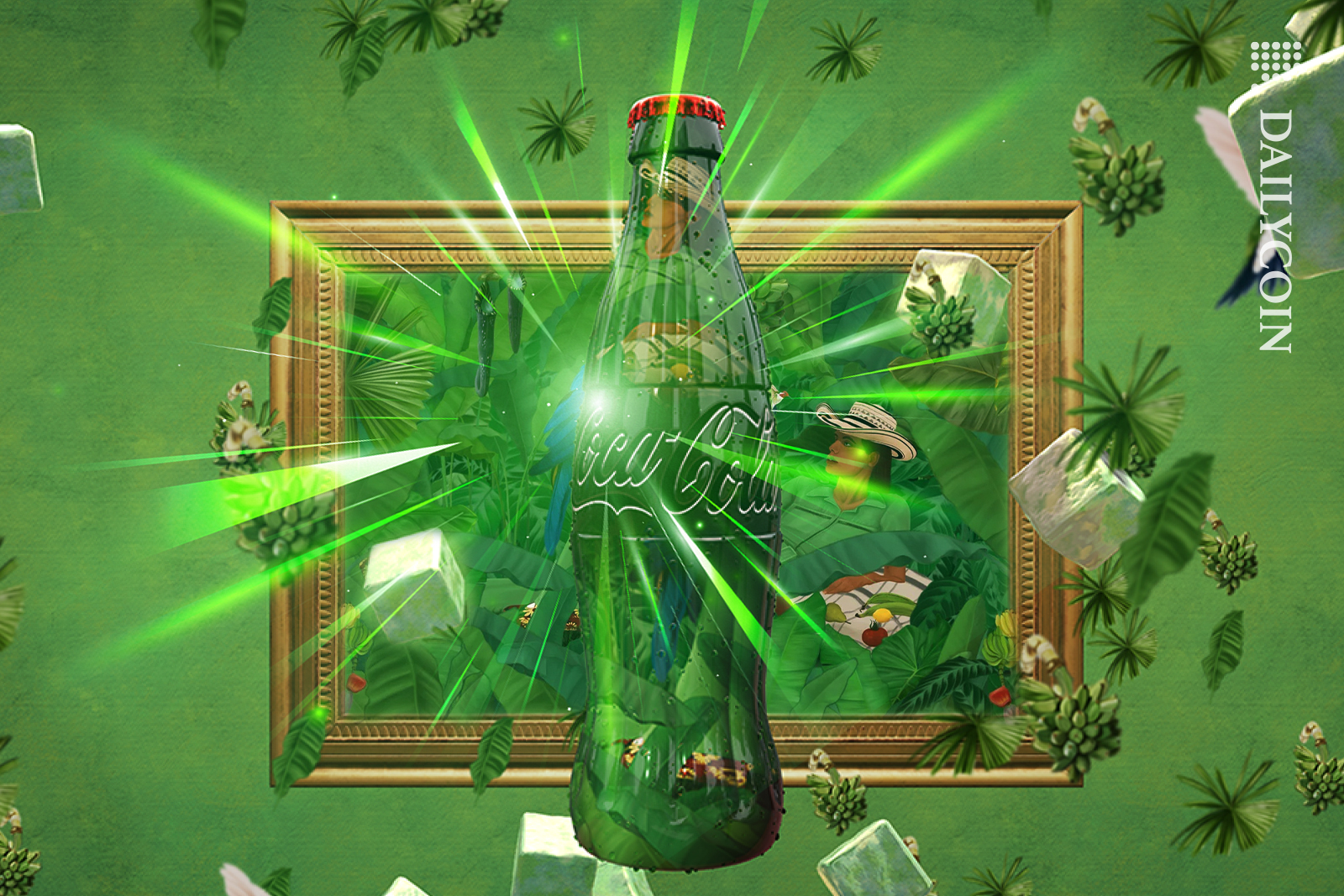 Coca-cola ai powered NFT inspired by tropical painting -Stefania Tejada, "Natural Encounters".