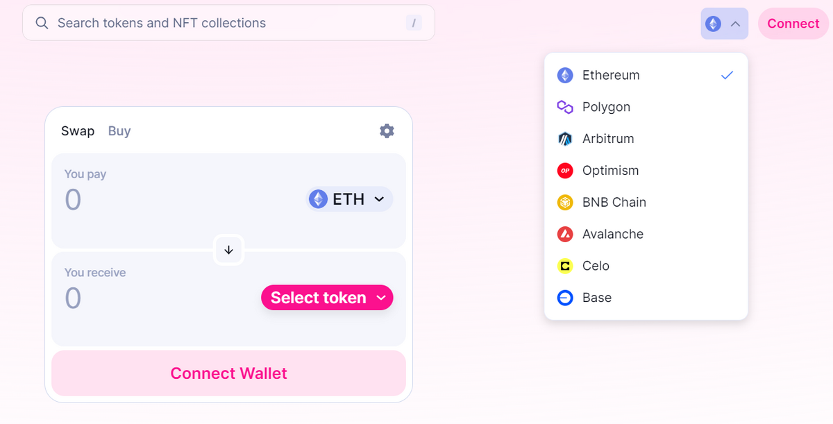 Uniswap EVM chain list.