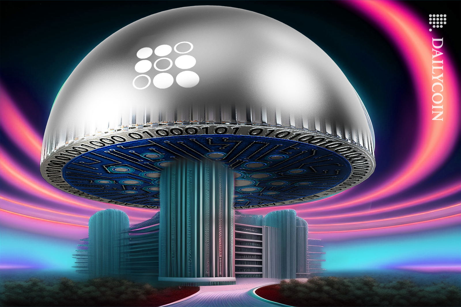 Massive SoFi Bank, Cardano cloin incorporated into the building.