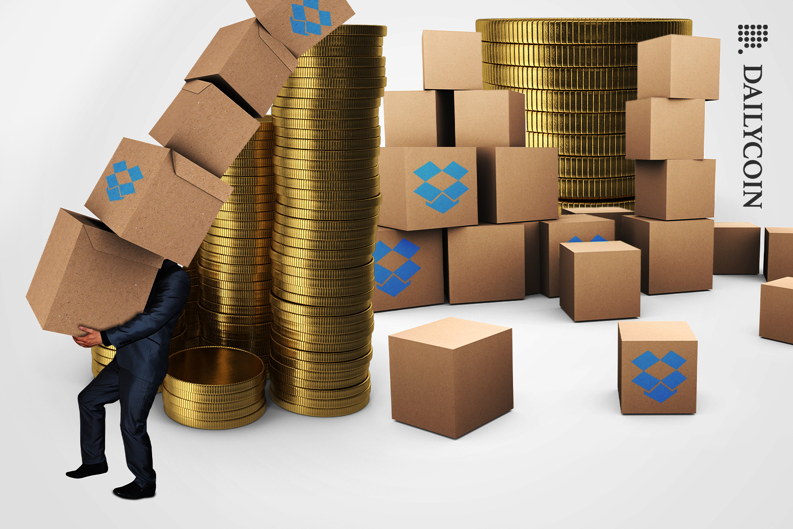 Man removing boxes from Dropbox.