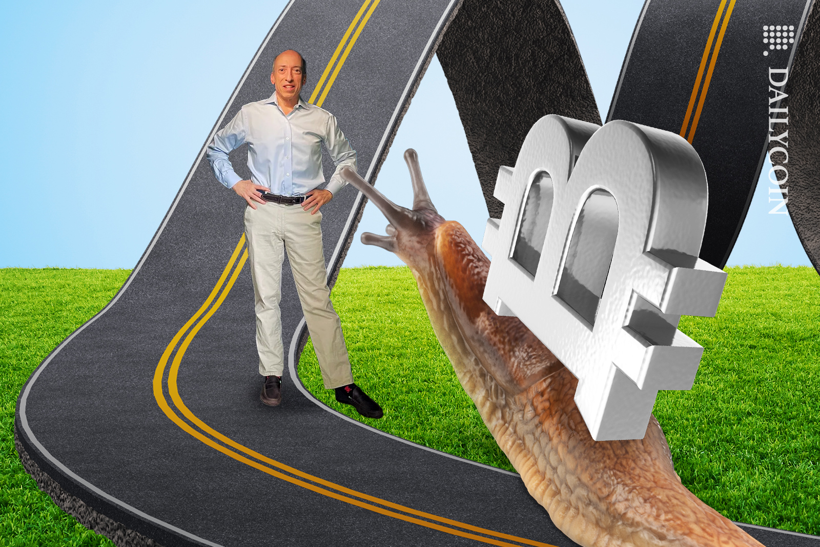 Gary Gensler in the way of the long road for the snail carrying Bitcoin.