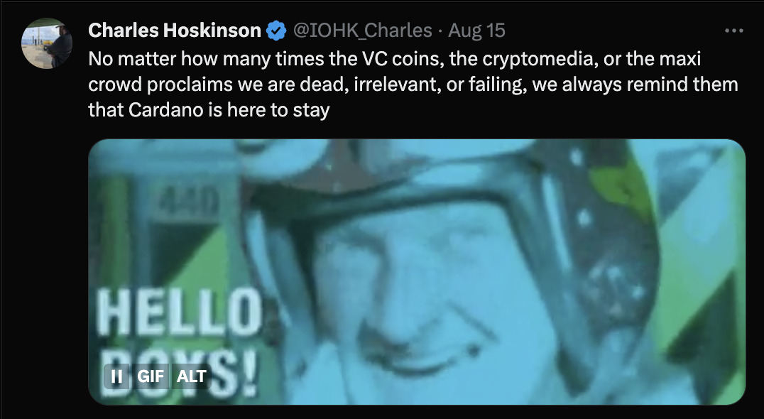 Charles Hoskinson Twitter clapback.
