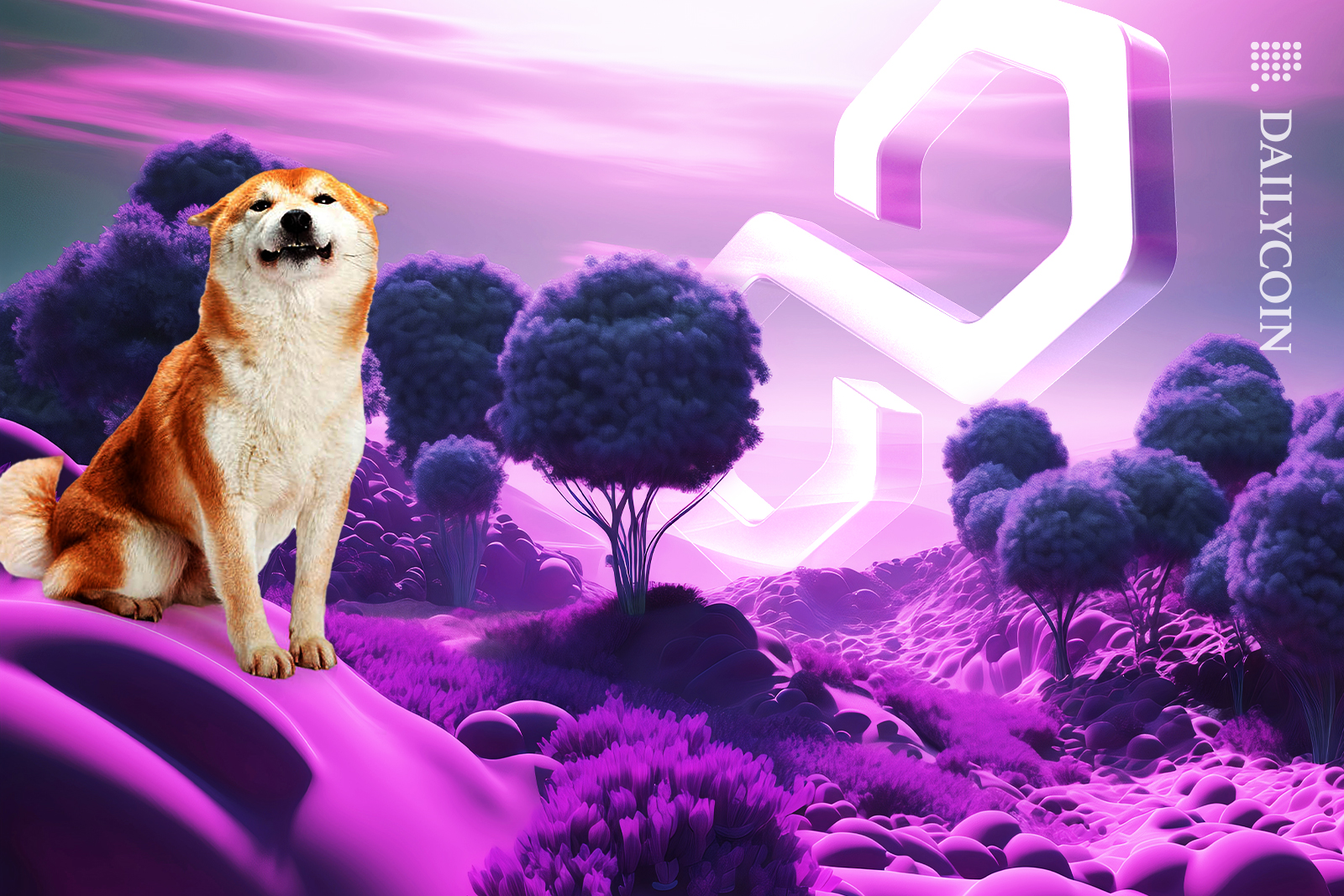 Shiba inu smilling in the land of Polygon (MATIC)
