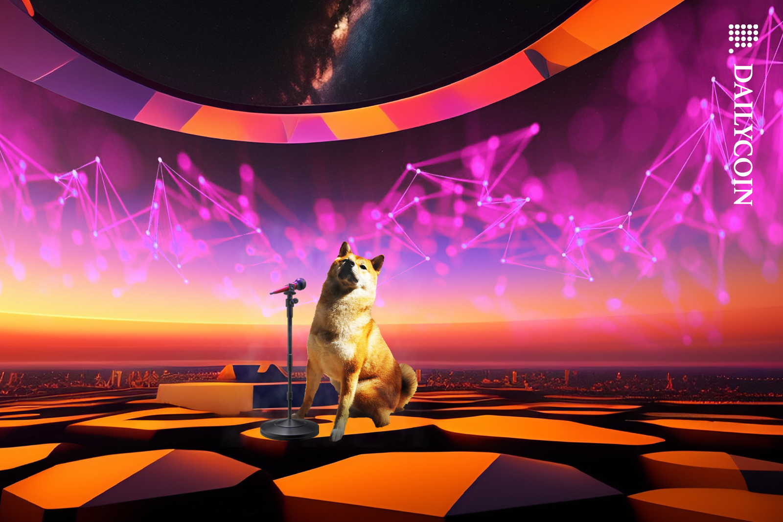Shiba Inu making an announcement, getting ready for the conference.