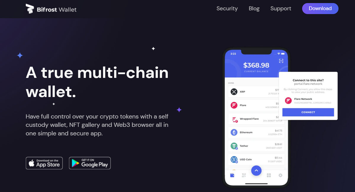 Bifrost Wallet web page.