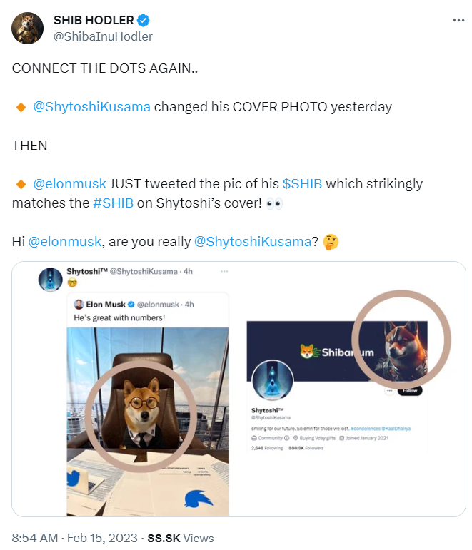 SHIB HODLER post on X about Elonmusk shytoshi.
