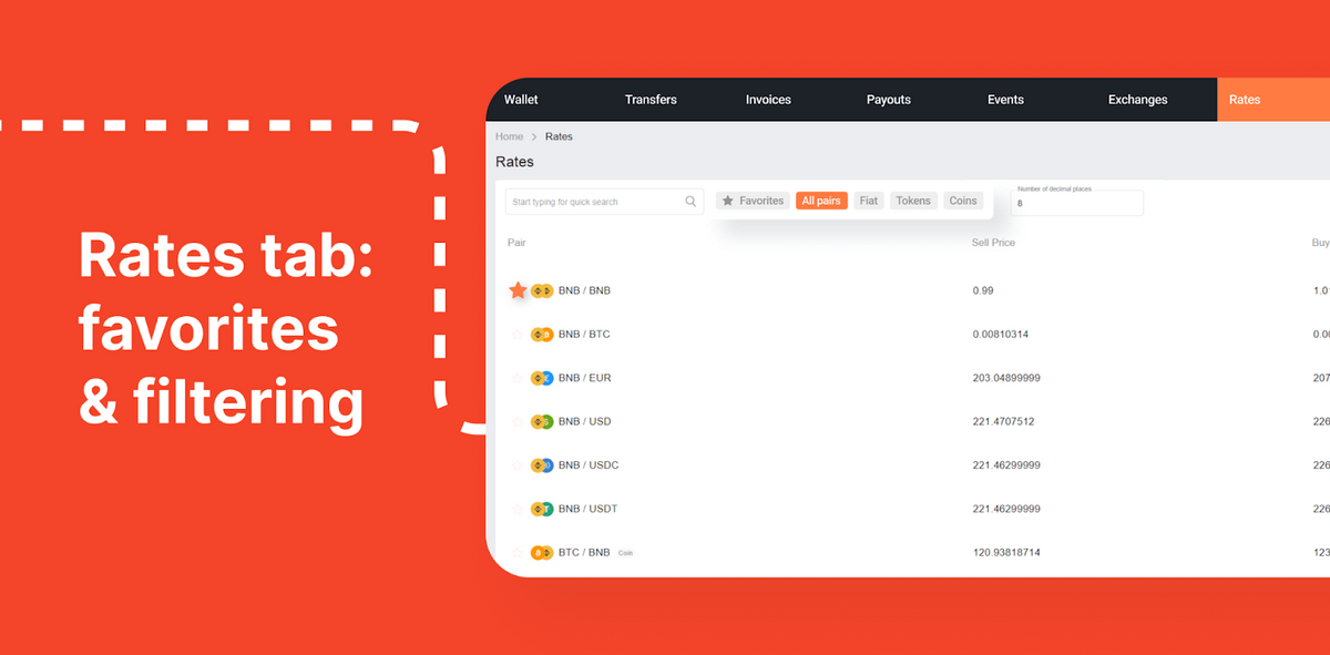 B2BinPay user interface example.