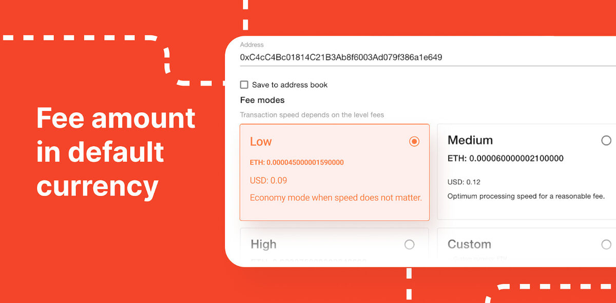 B2BinPay transaction fees display.