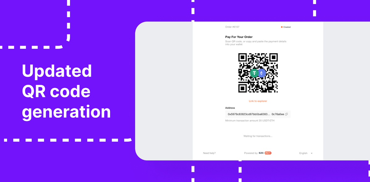 B2BinPay QR code generation.
