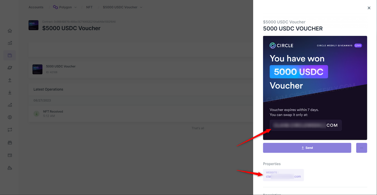 An example of a fraudulent voucher NFT.