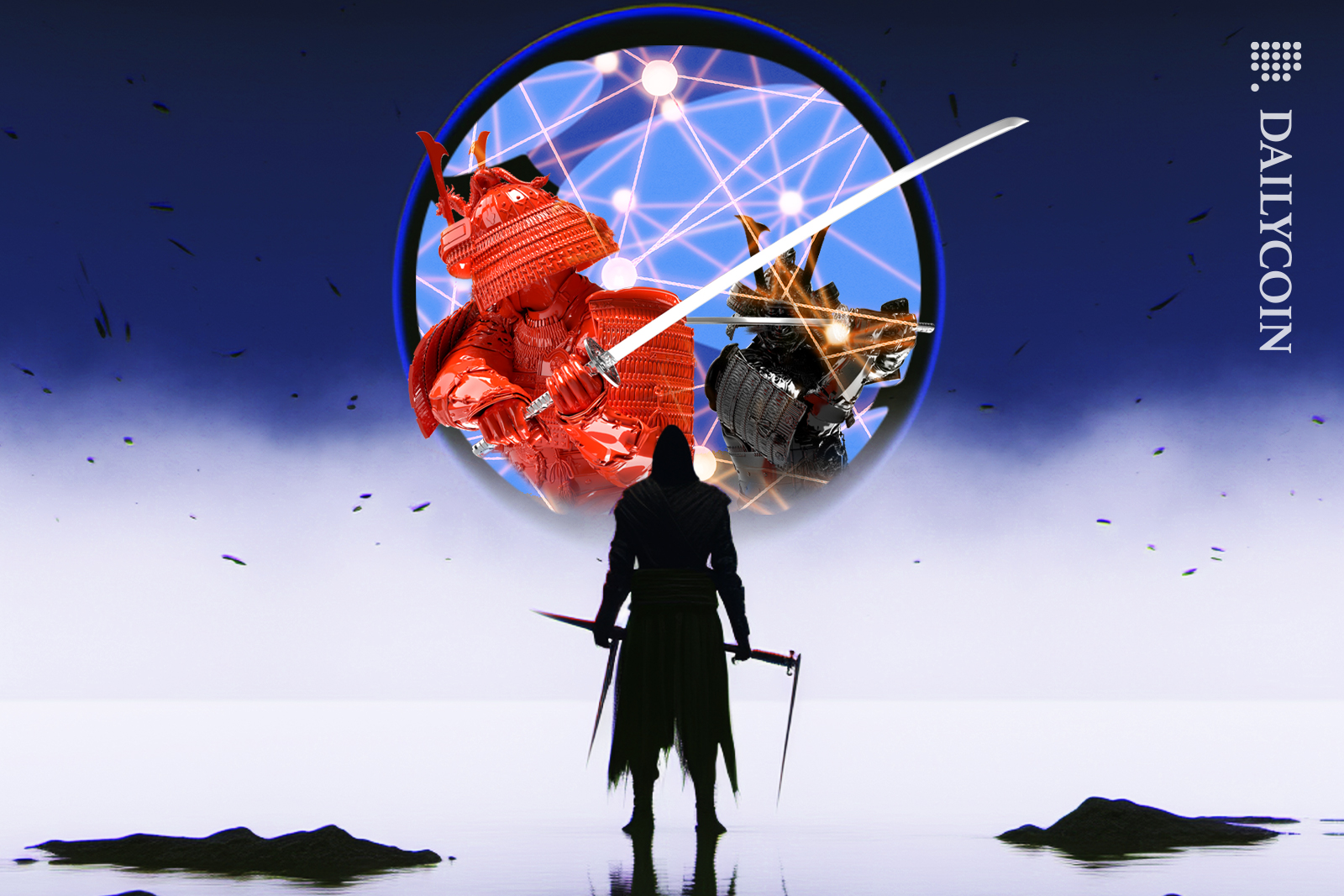 Two samurais chopping up Terra chains.