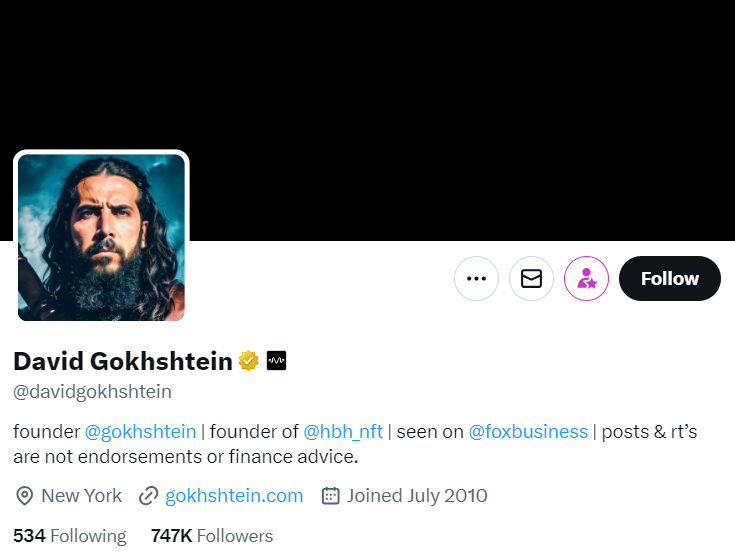 David Gokhshteine X profile.