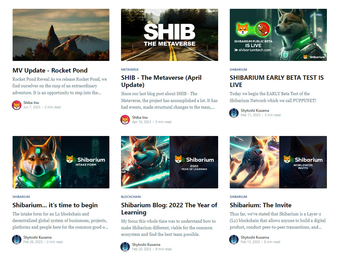 Shiba Inu blog articles.