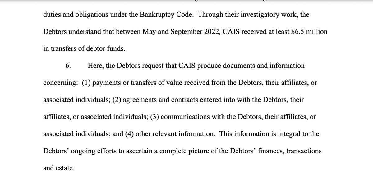 Extract from FTX’s court filing.