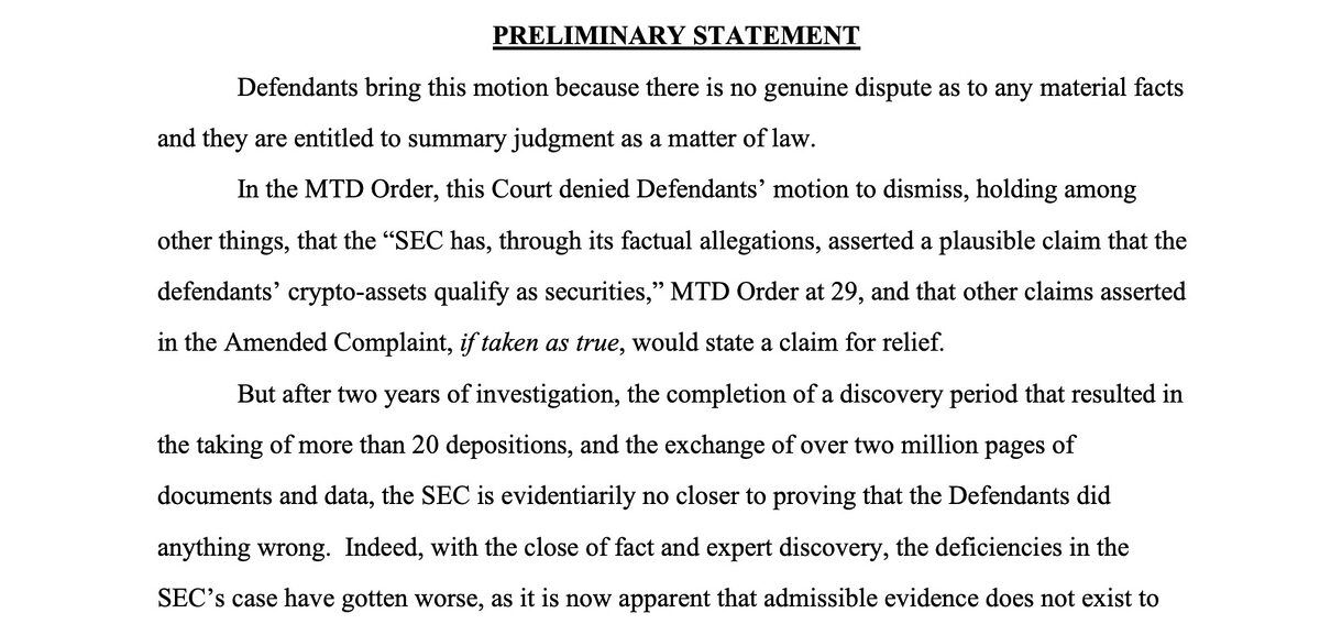 Court documents extract highlighting the defendants' claims.