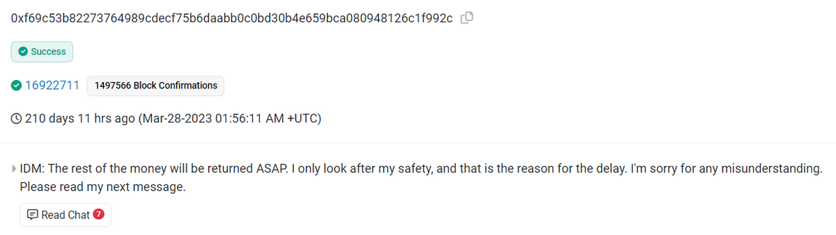 Hacker returns funds.