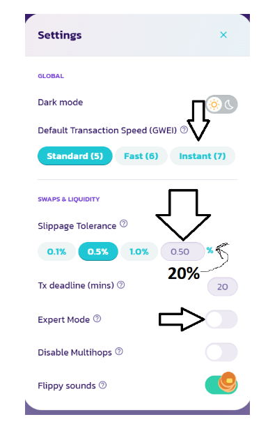 Screenshot from group admin's instruction of how traders should set their slippage tolerance level.