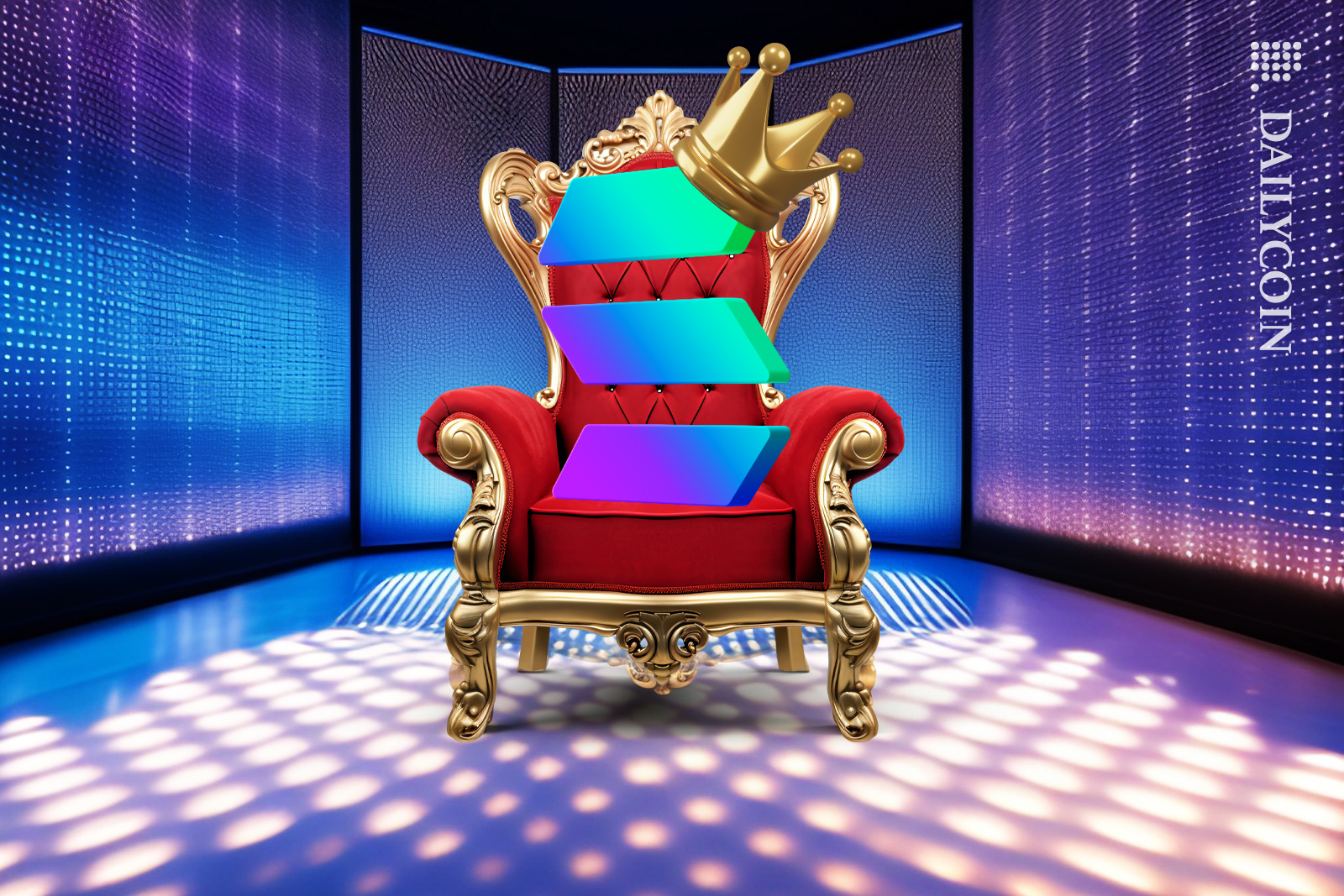 Solana crowned on the throne.