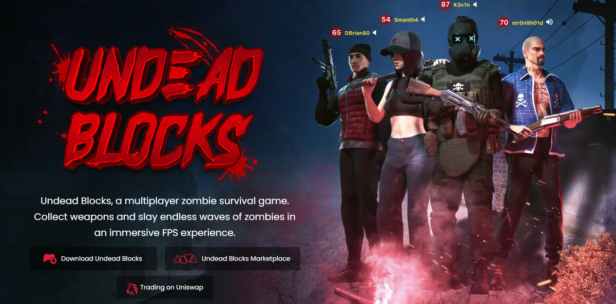 Undead blocks crypto game homepage.