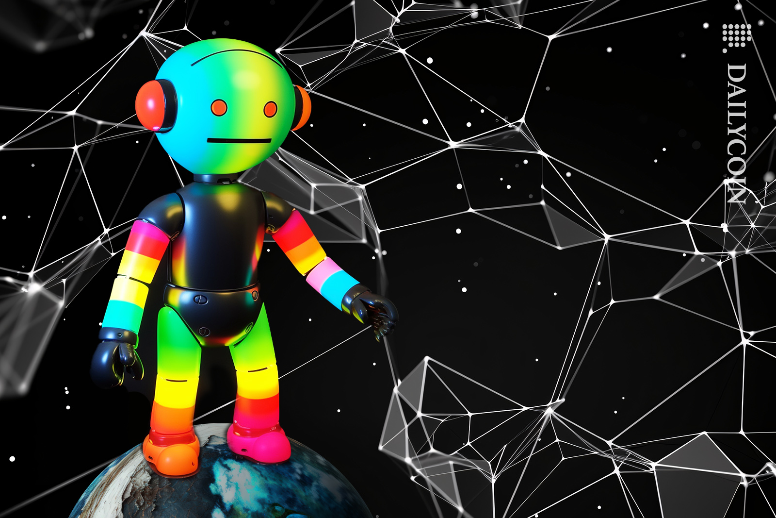 Reddit robot character waiting in space.