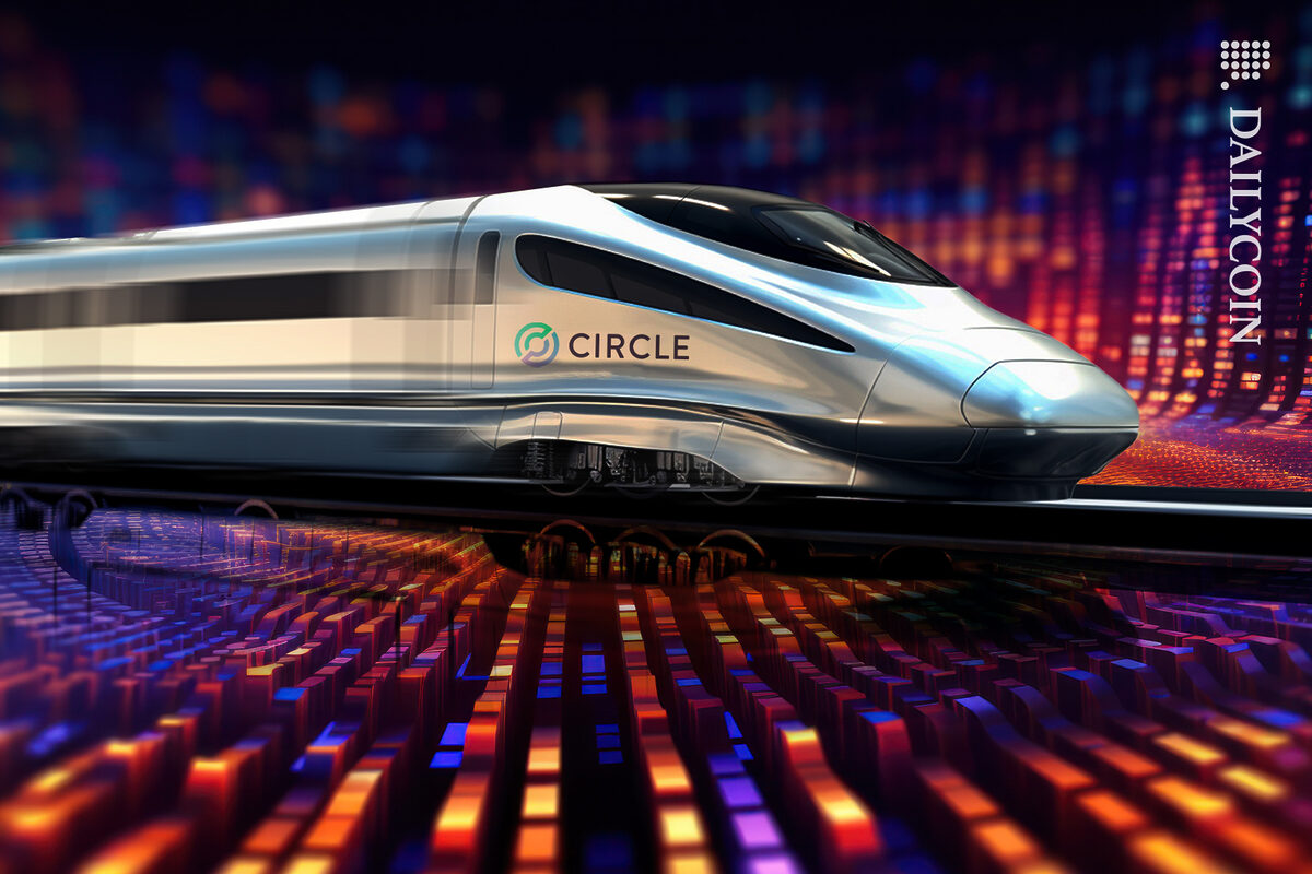 Circle train riding through digital space.