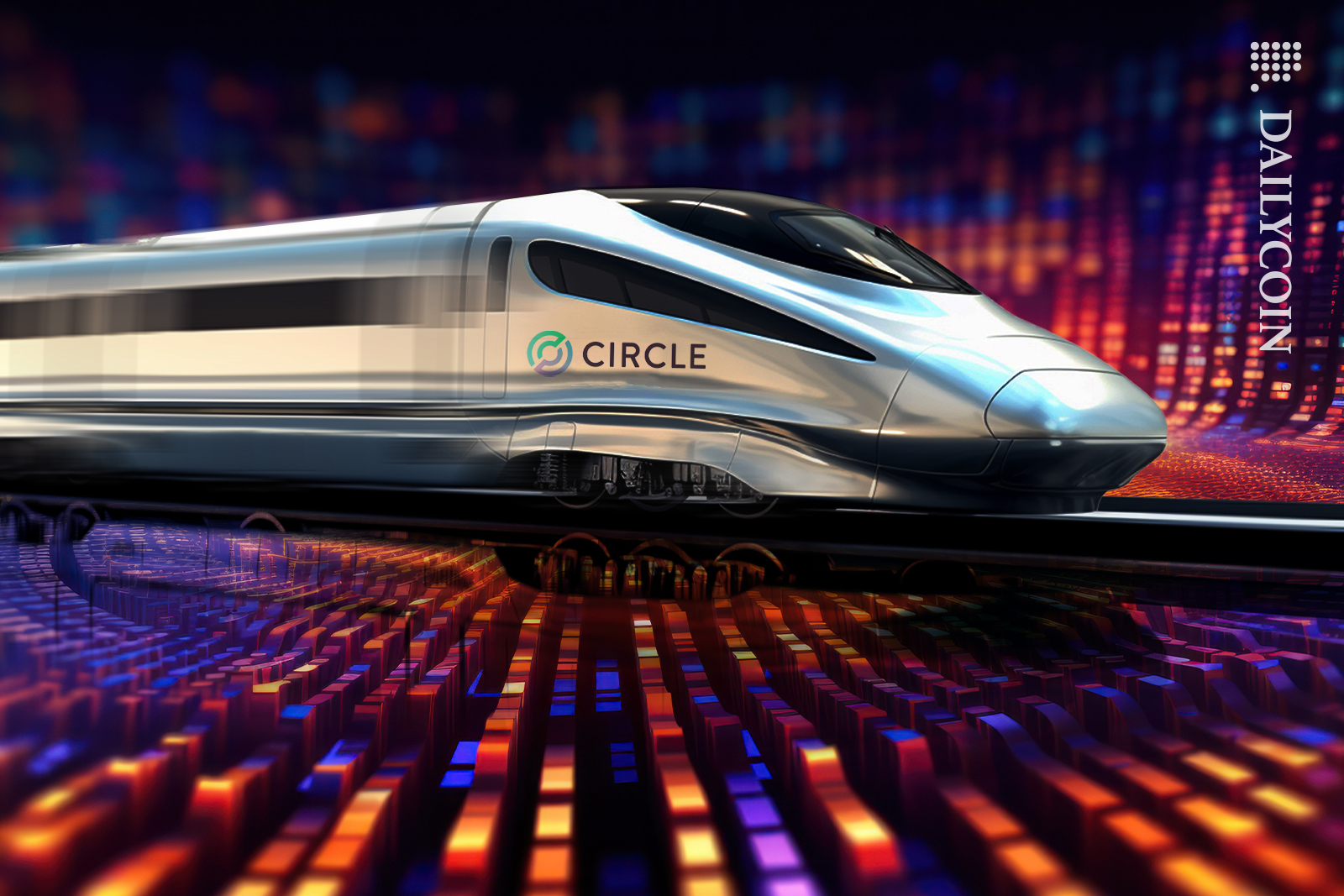 Circle train riding through digital space.