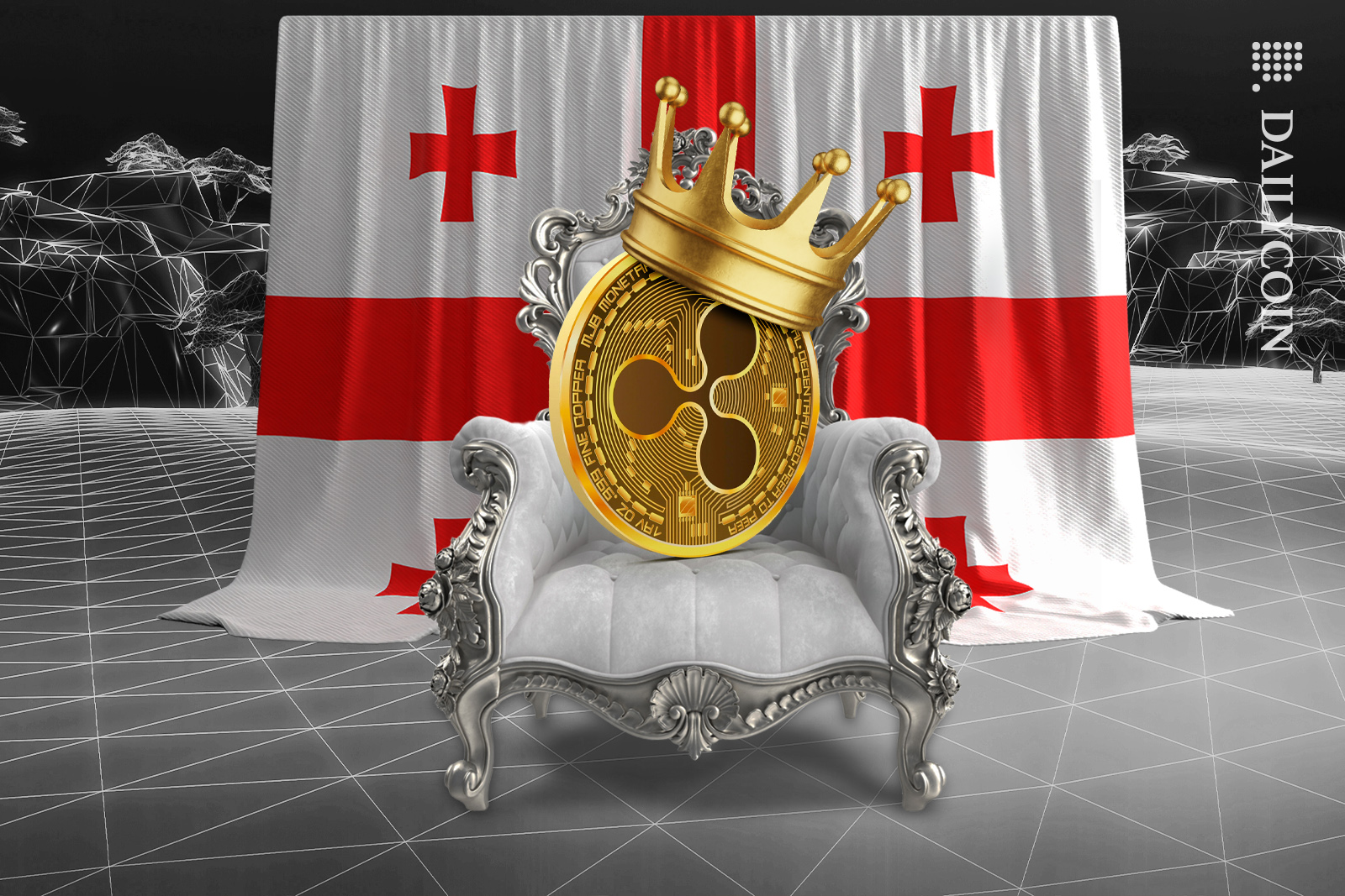 Ripple with a crown next to the flag of Georgia.