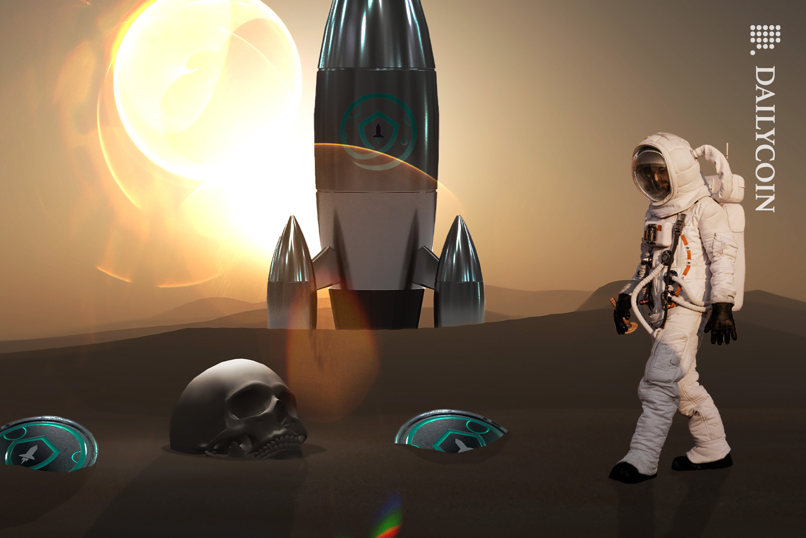 Space man trying to pick up the pieces for SafeMoon spaceship.